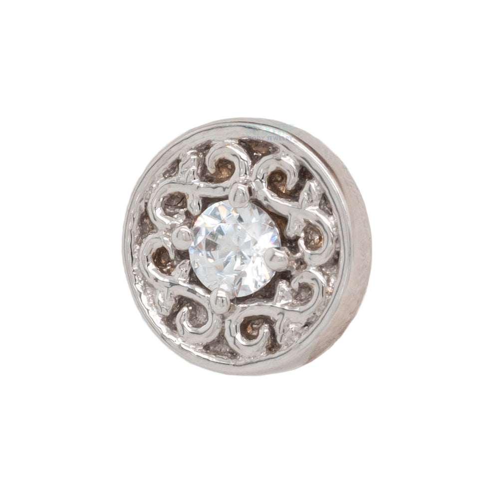 "Elizabeth" Threaded End in Gold with White CZ