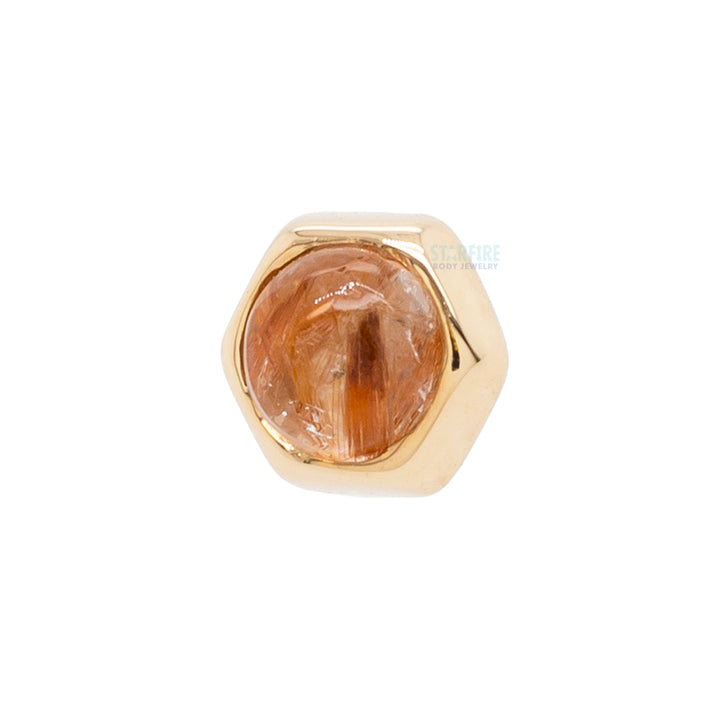 Honeycomb Threaded End in Gold with Rutilated Quartz