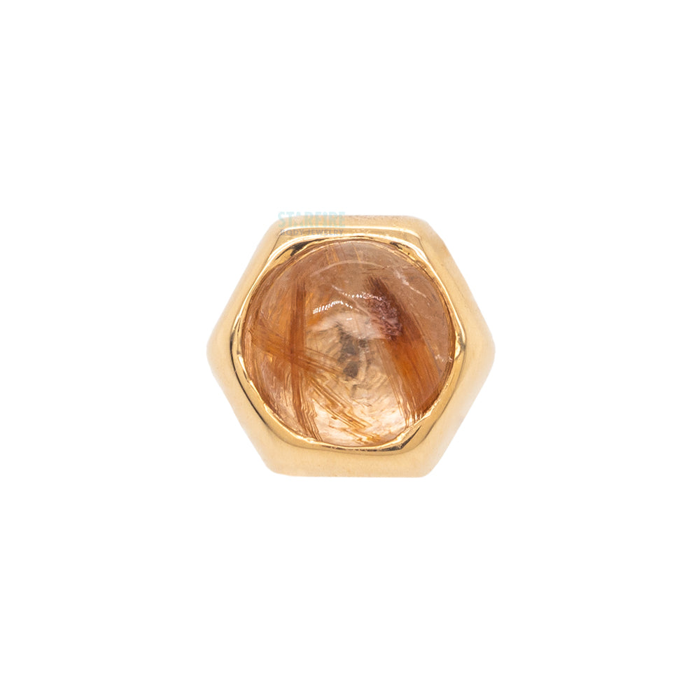 Honeycomb Threaded End in Gold with Rutilated Quartz