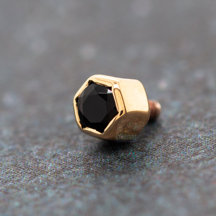 Honeycomb Threaded End in Gold with Onyx Faceted