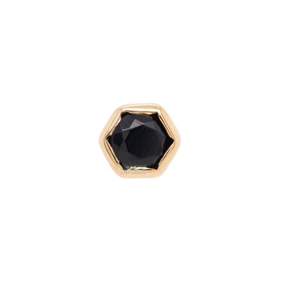 Honeycomb Threaded End in Gold with Onyx Faceted