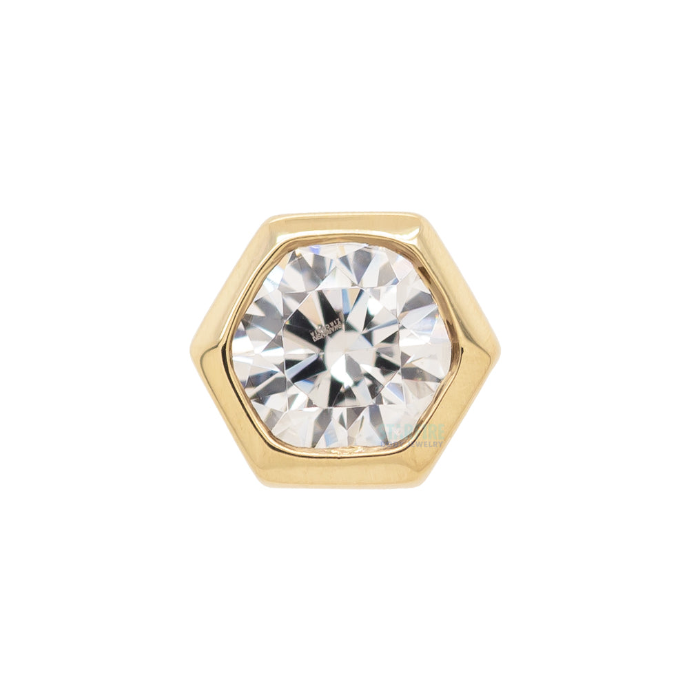 Honeycomb Nostril Screw in Gold with White CZ