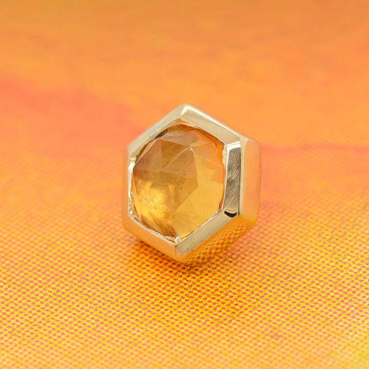 Honeycomb Threaded End in Gold with Rose Cut Citrine