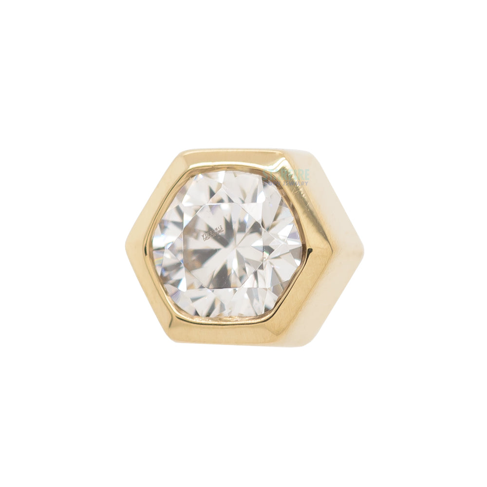 Honeycomb Threaded End in Gold with White CZ