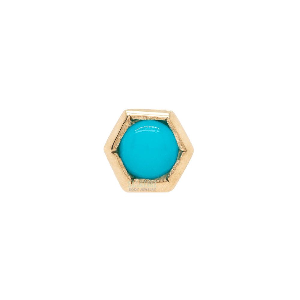 Honeycomb Nostril Screw in Gold with Turquoise
