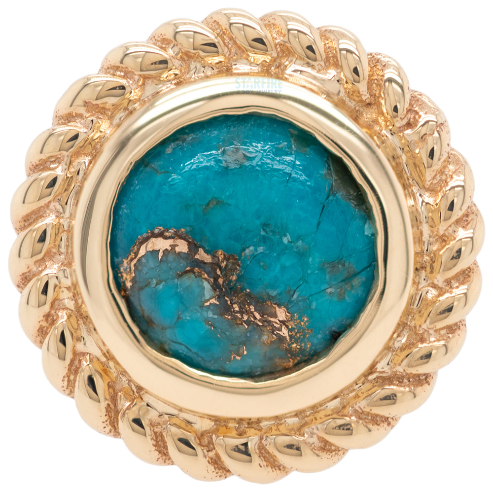 "Raine" Threaded End in Gold with Copper Blue Turquoise