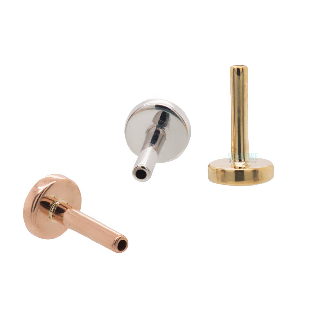 threadless: Gold Flatback / Labret Post / Straight Barbell End with Fixed Disc - Additional Sizing
