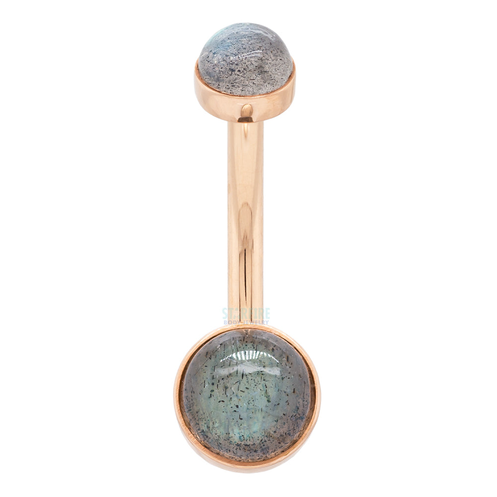 Bezel-set Stone Cabochon Navel Curve in Gold with Labradorite