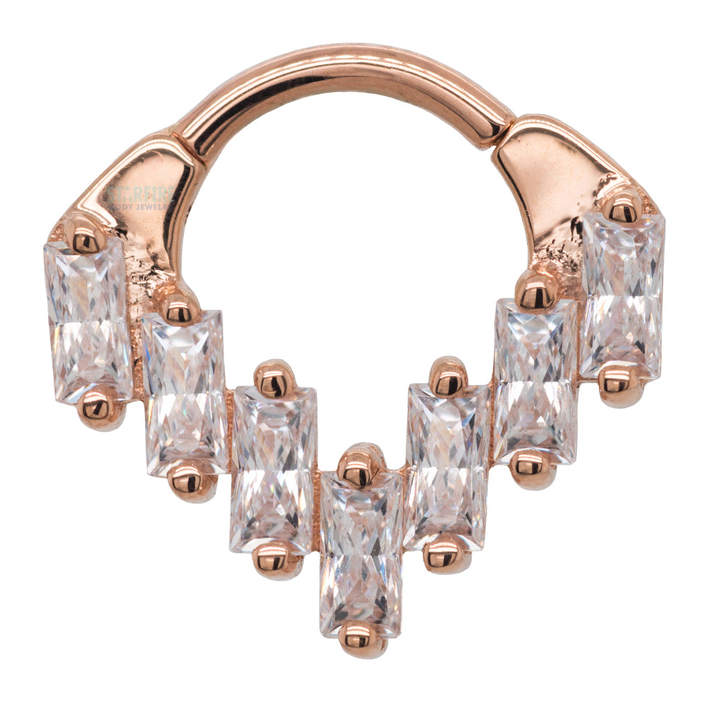 "Acacia" Hinge Ring in Gold & Platinum with White CZ's