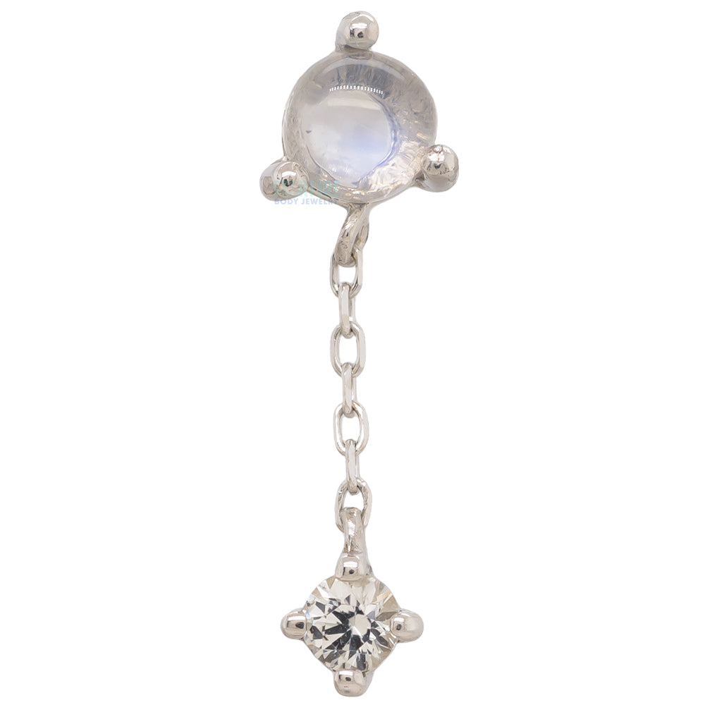 threadless: "Bianca" End with Dangle in Gold with Moonstone & White Sapphire