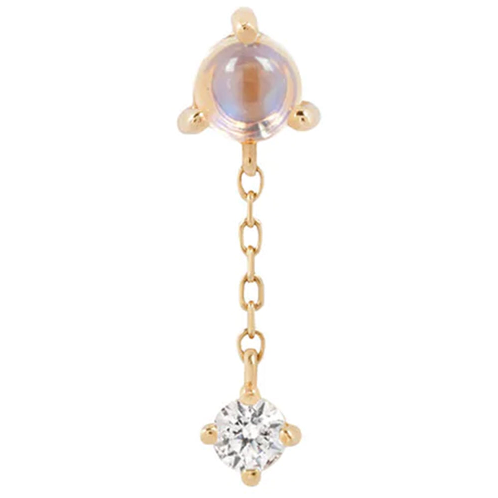 threadless: "Bianca" End with Dangle in Gold with Moonstone & White Sapphire
