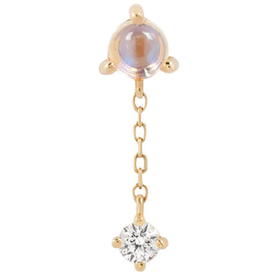 threadless: "Bianca" End with Dangle in Gold with Moonstone & White Sapphire