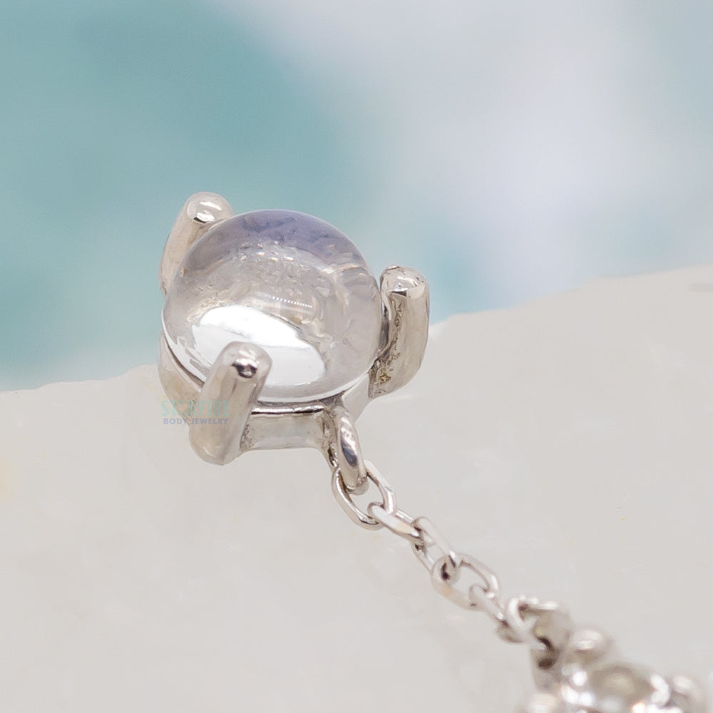 threadless: "Bianca" End with Dangle in Gold with Moonstone & White Sapphire