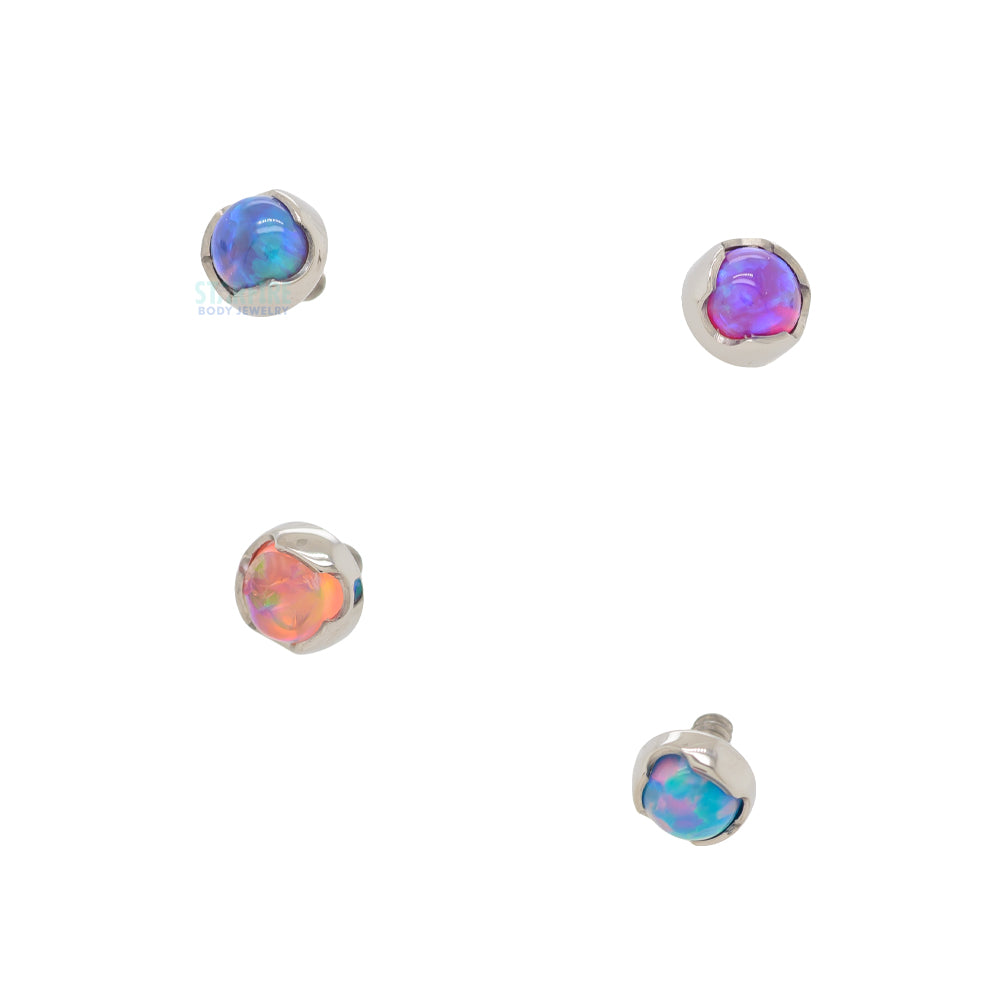 2mm Prong-Set Opal Cabochon Threaded End