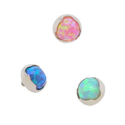 3mm Prong-Set Opal Cabochon Threaded End