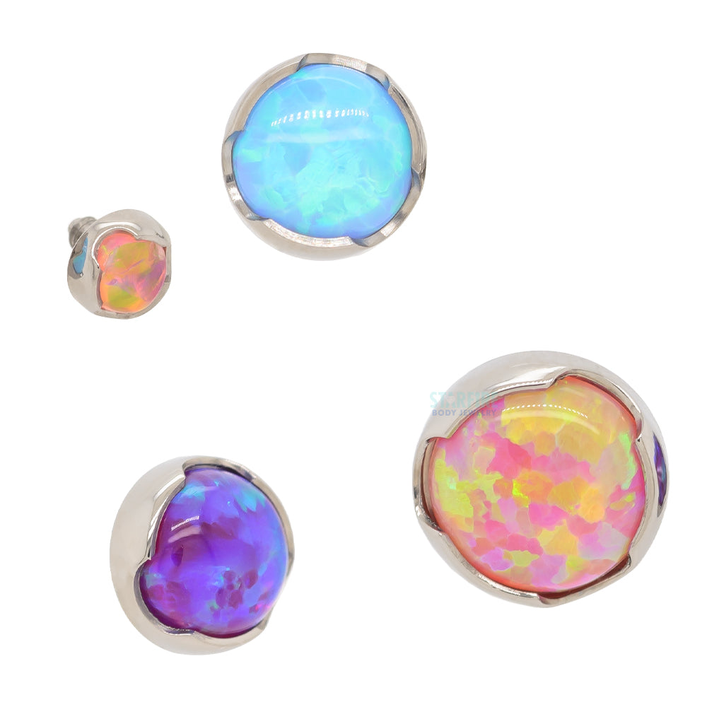 3mm Prong-Set Opal Cabochon Threaded End