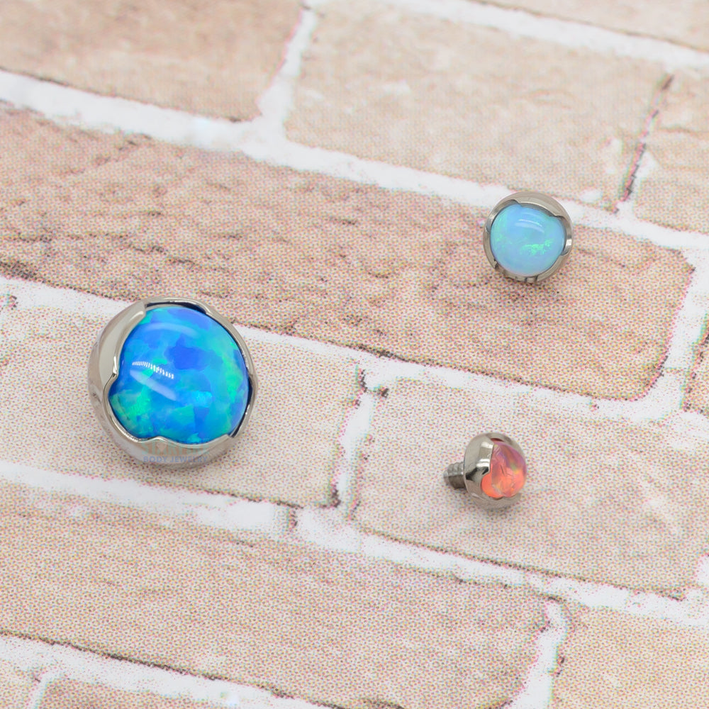 5mm Prong-Set Opal Cabochon Threaded End