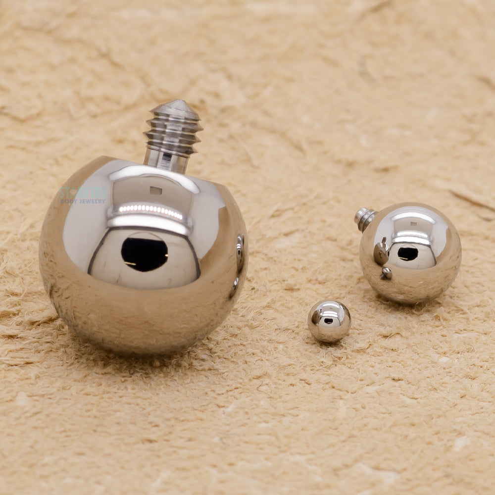 16ga & 14ga Replacement Threaded Surgical Steel Screw On Ball 16ga & 14ga Replacement Threaded Surgical Steel Screw On Ball
