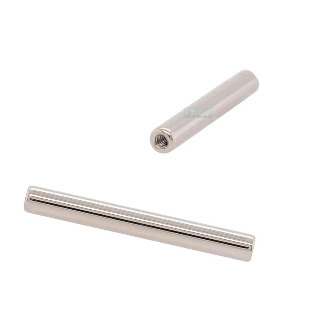 Titanium Threaded Straight Barbell Shaft - 4 ga.