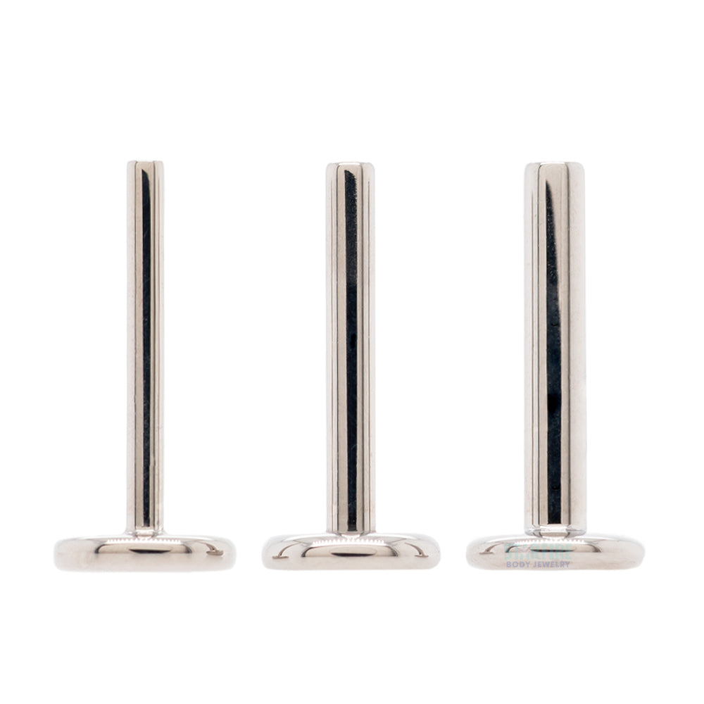 threadless: Titanium Flatback / Labret Post / Straight Barbell End with Fixed Disk