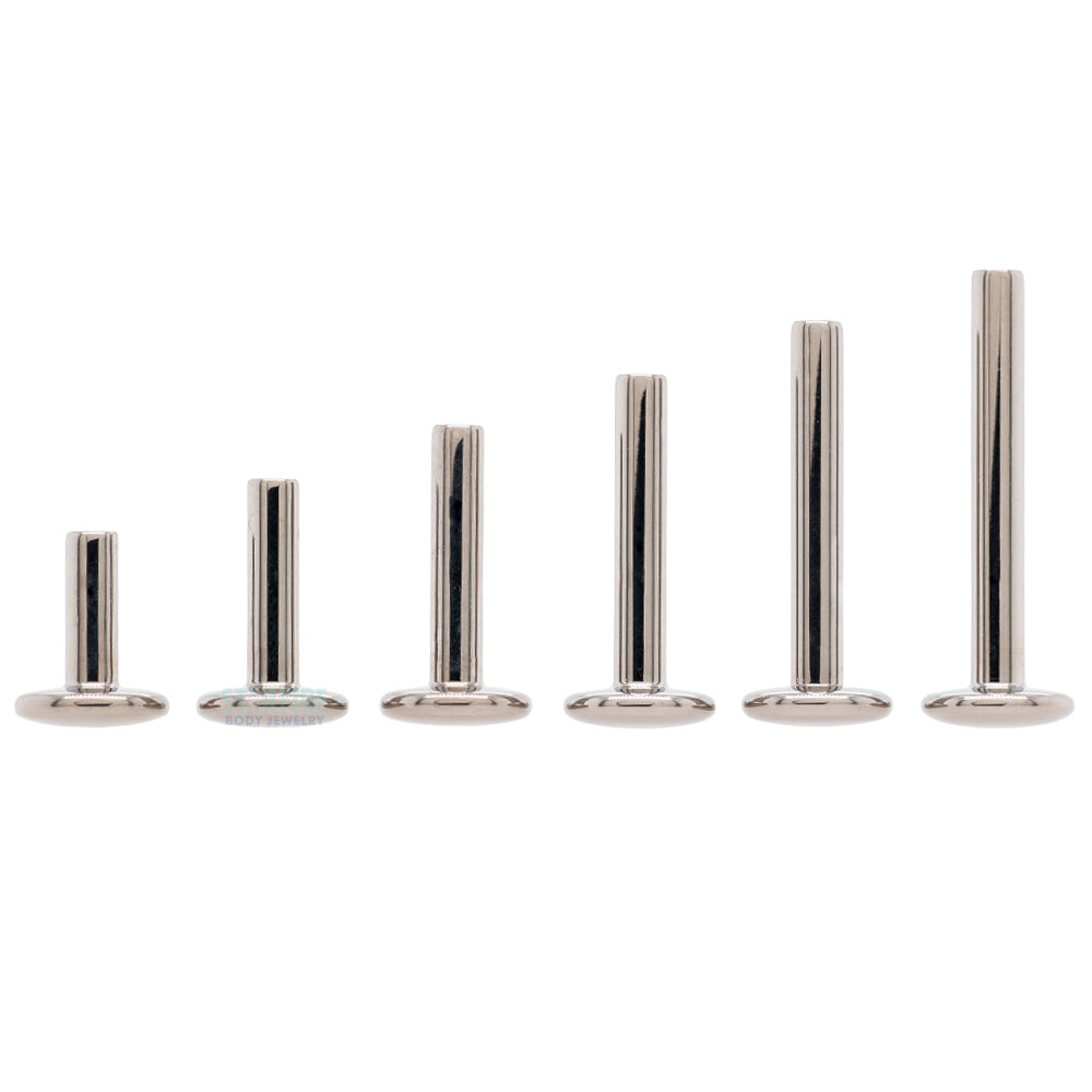 Stainless Steel Threaded Flatback / Labret Post / Straight Barbell End with Threaded Disk
