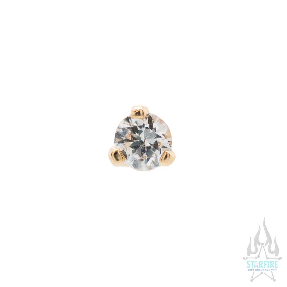 threadless: 2mm Prong-Set Faceted White CZ End in Gold #2