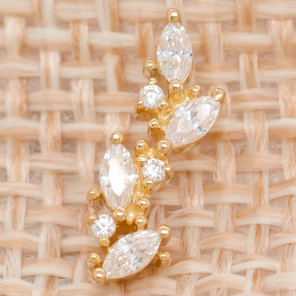 "Andreia" Threaded End in Gold with CZ's