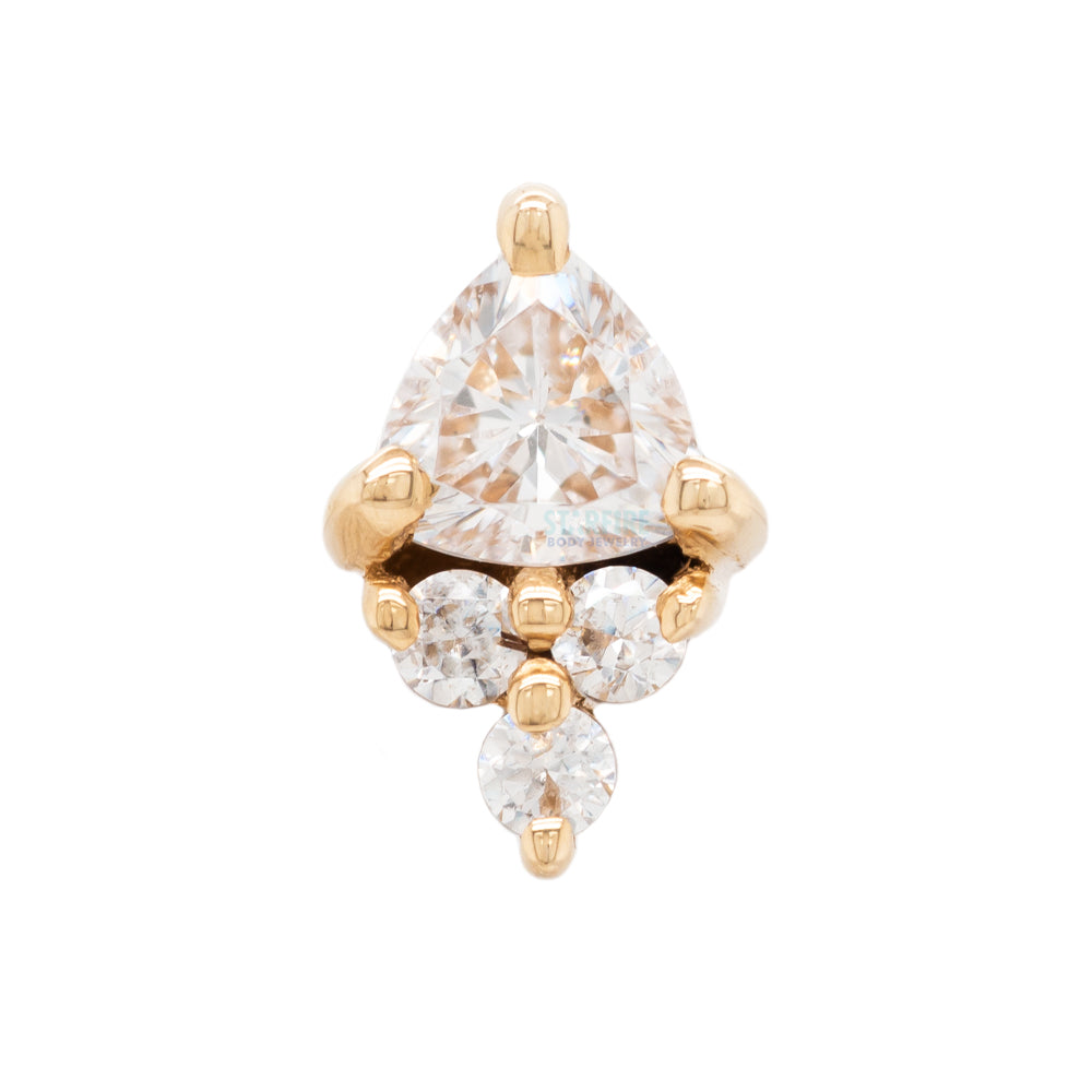 "Tau" Threaded End in Gold with White CZ's