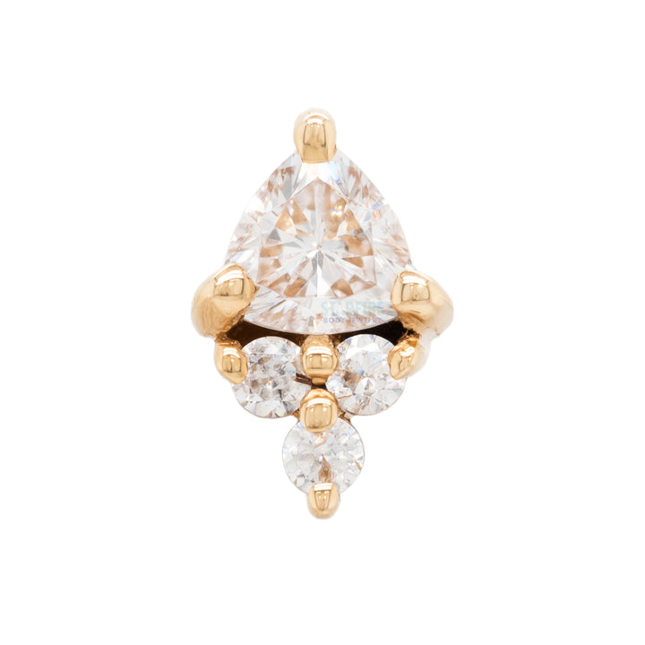 "Tau" Threaded End in Gold with White CZ's