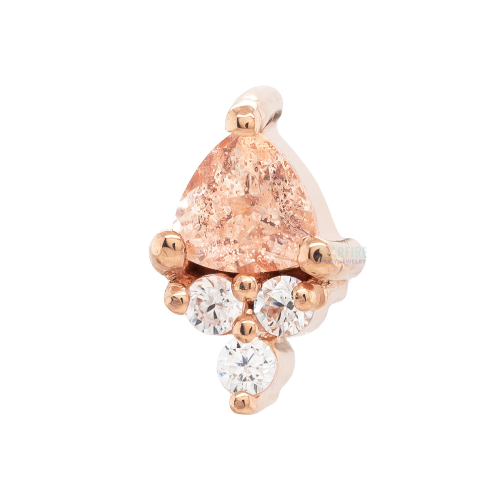 "Tau" Threaded End in Gold with Oregon Sunstone & White CZ's
