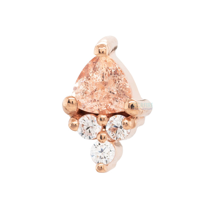 "Tau" Threaded End in Gold with Oregon Sunstone & White CZ's