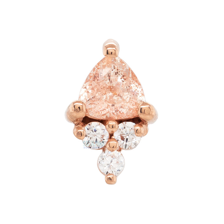 "Tau" Threaded End in Gold with Oregon Sunstone & White CZ's
