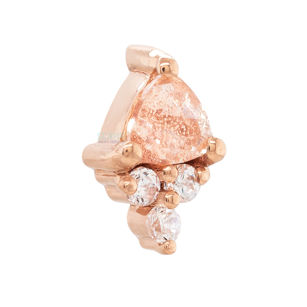 "Tau" Threaded End in Gold with Oregon Sunstone & White CZ's