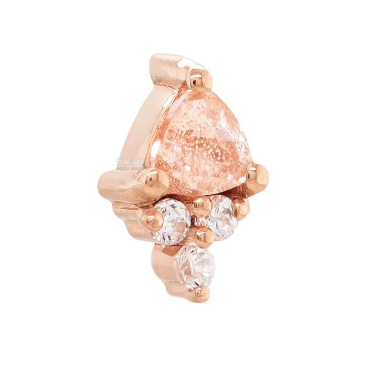 "Tau" Threaded End in Gold with Oregon Sunstone & White CZ's