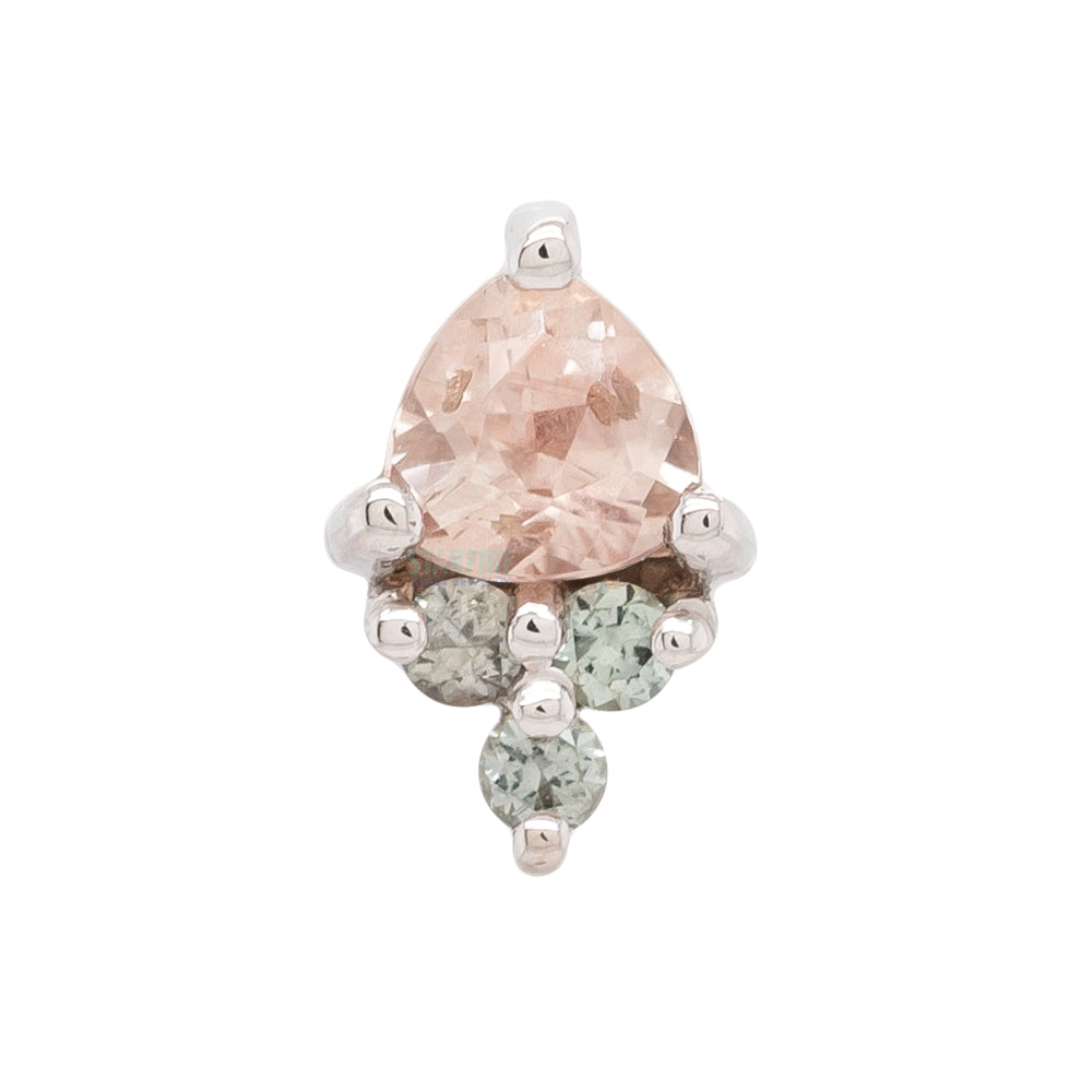 "Tau" Threaded End in Gold with Oregon Sunstone & Grey Sapphires