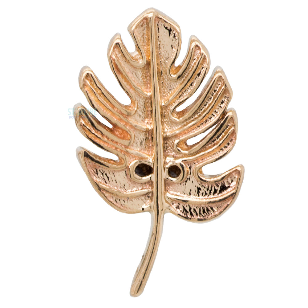 Monstera Leaf Threaded End in Gold