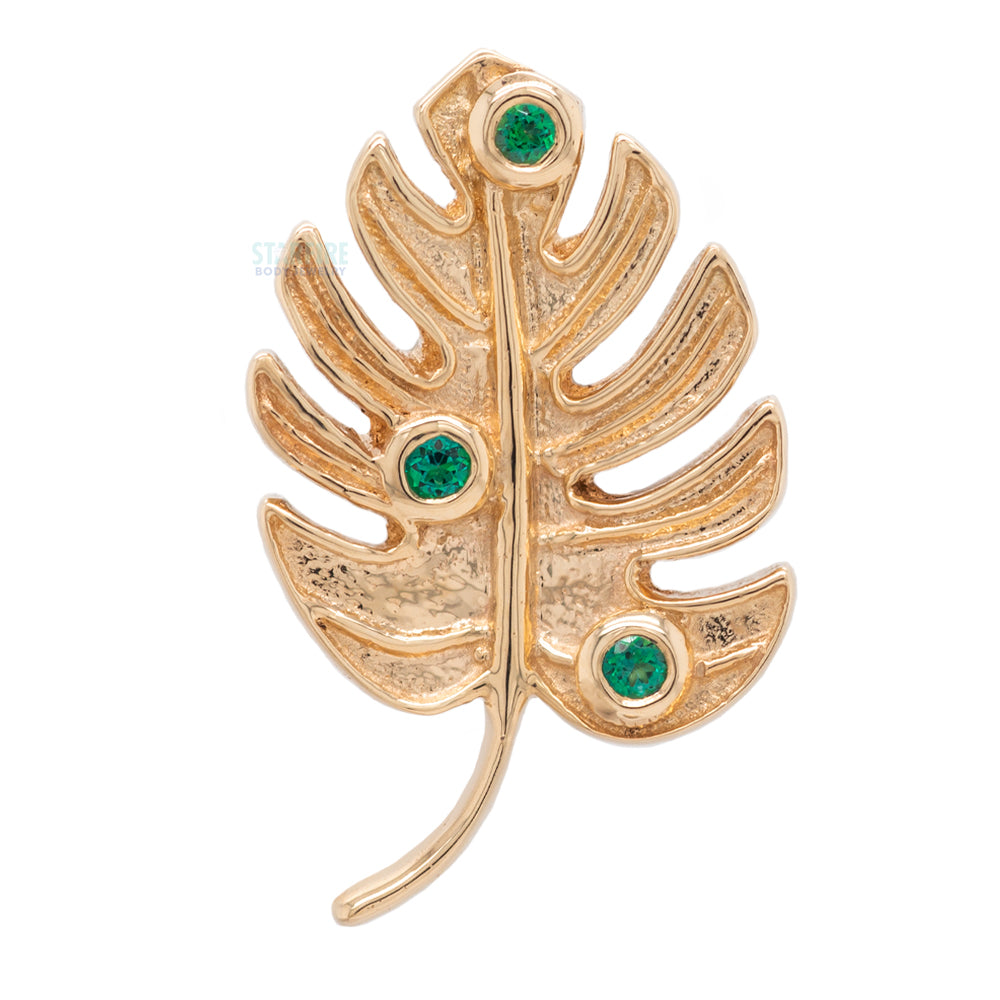Monstera Leaf Threaded End in Gold with Rainforest Topaz'