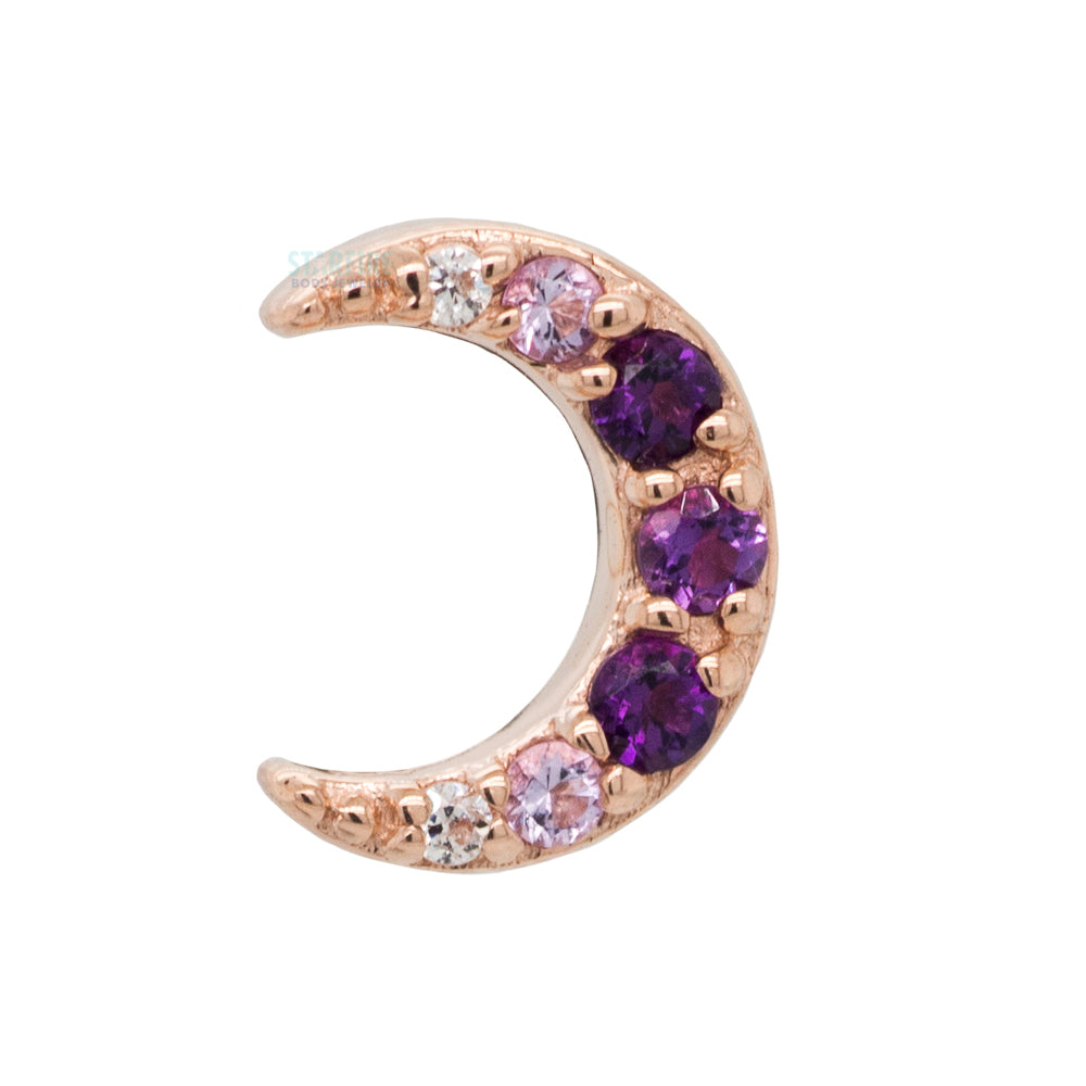 "Jula" Threaded End in Gold with Gradient Gemstones: Genuine Amethyst, Light Amethyst & White CZ's