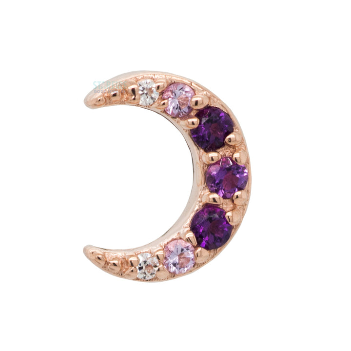 "Jula" Threaded End in Gold with Gradient Gemstones: Genuine Amethyst, Light Amethyst & White CZ's