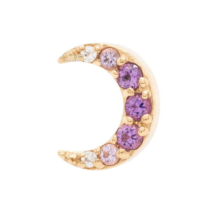 "Jula" Threaded End in Gold with Gradient Gemstones: Genuine Amethyst, Light Amethyst & White CZ's