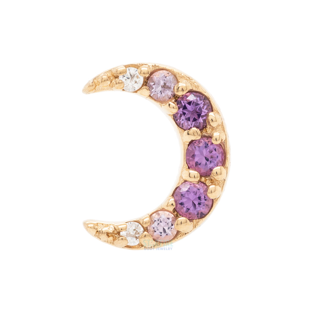 "Jula" Threaded End in Gold with Gradient Gemstones: Genuine Amethyst, Light Amethyst & White CZ's
