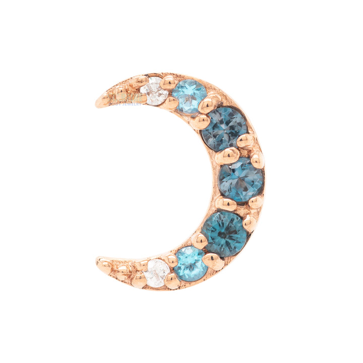 "Jula" Threaded End in Gold with Gradient Gemstones: Genuine London Blue Topaz', Ice Blue Topaz' & White CZ's
