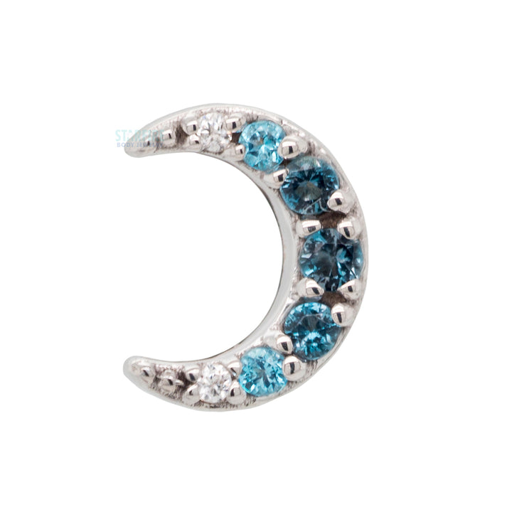 "Jula" Threaded End in Gold with Gradient Gemstones: Genuine London Blue Topaz', Ice Blue Topaz' & White CZ's