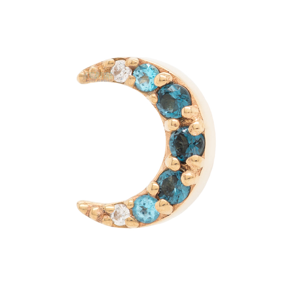 "Jula" Threaded End in Gold with Gradient Gemstones: Genuine London Blue Topaz', Ice Blue Topaz' & White CZ's