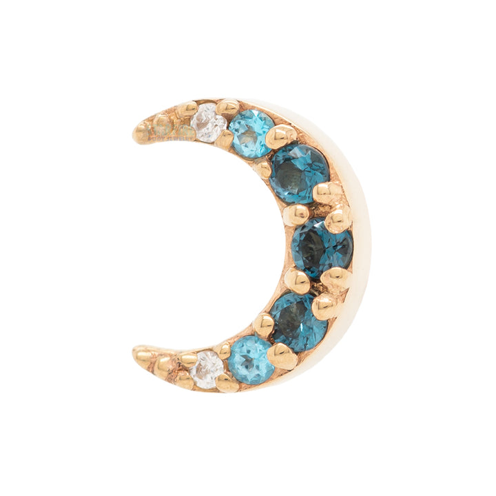 "Jula" Threaded End in Gold with Gradient Gemstones: Genuine London Blue Topaz', Ice Blue Topaz' & White CZ's
