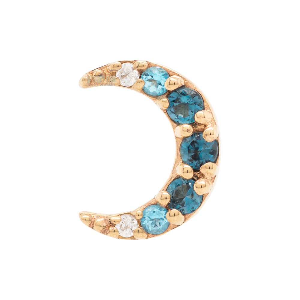 "Jula" Threaded End in Gold with Gradient Gemstones: Genuine London Blue Topaz', Ice Blue Topaz' & White CZ's