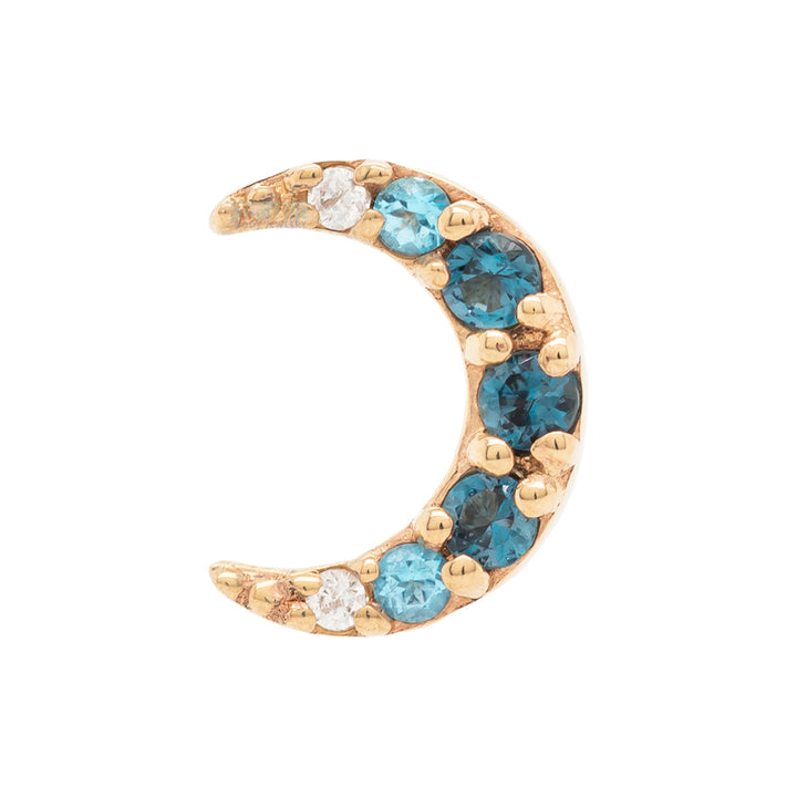 "Jula" Threaded End in Gold with Gradient Gemstones: Genuine London Blue Topaz', Ice Blue Topaz' & White CZ's
