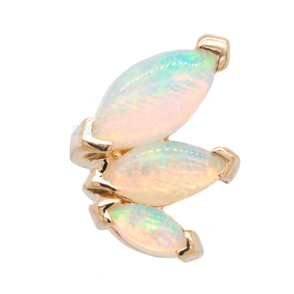 "French Kiss" Threaded End in Gold with Genuine White Opal