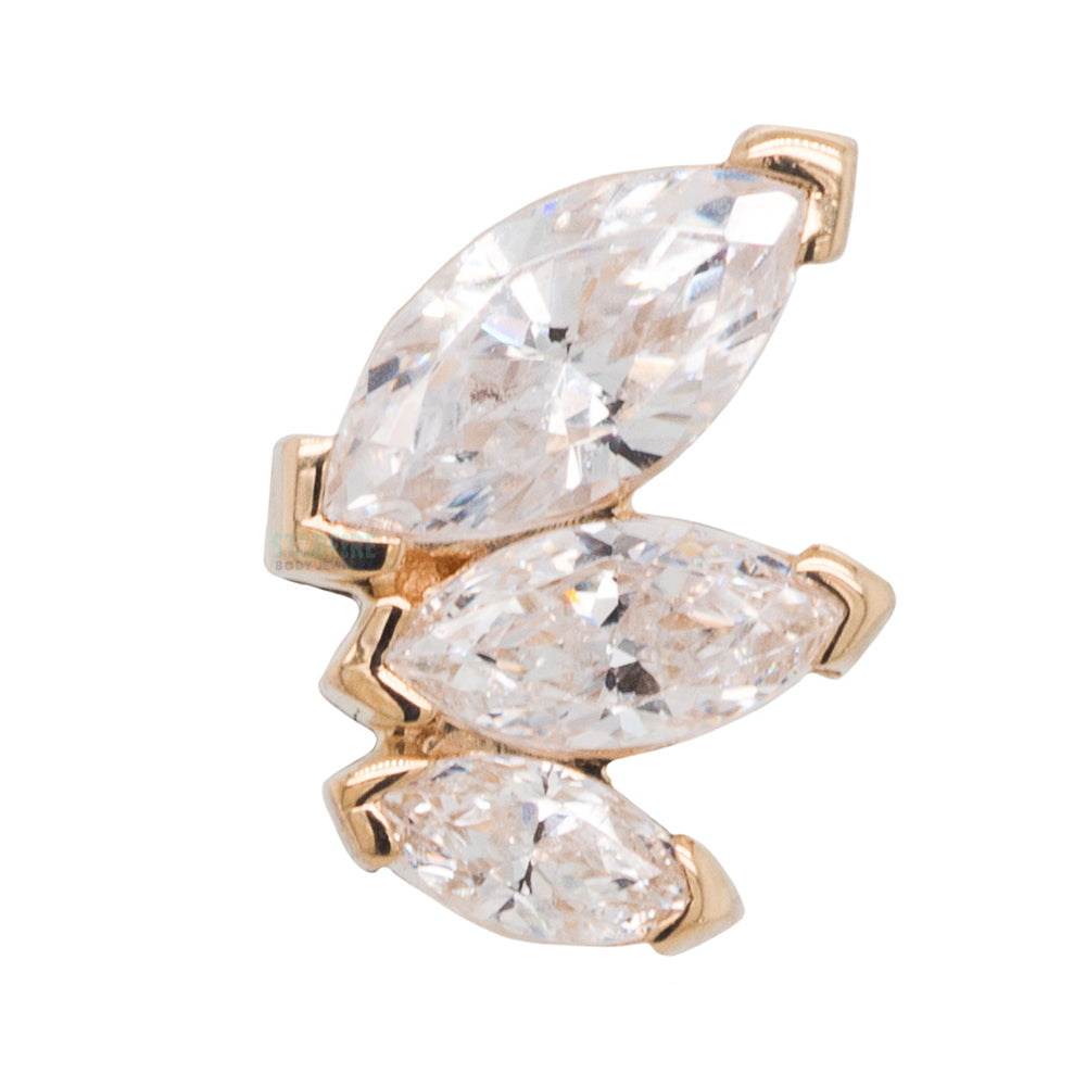 "French Kiss" Standard Threaded End in Gold with White CZ's