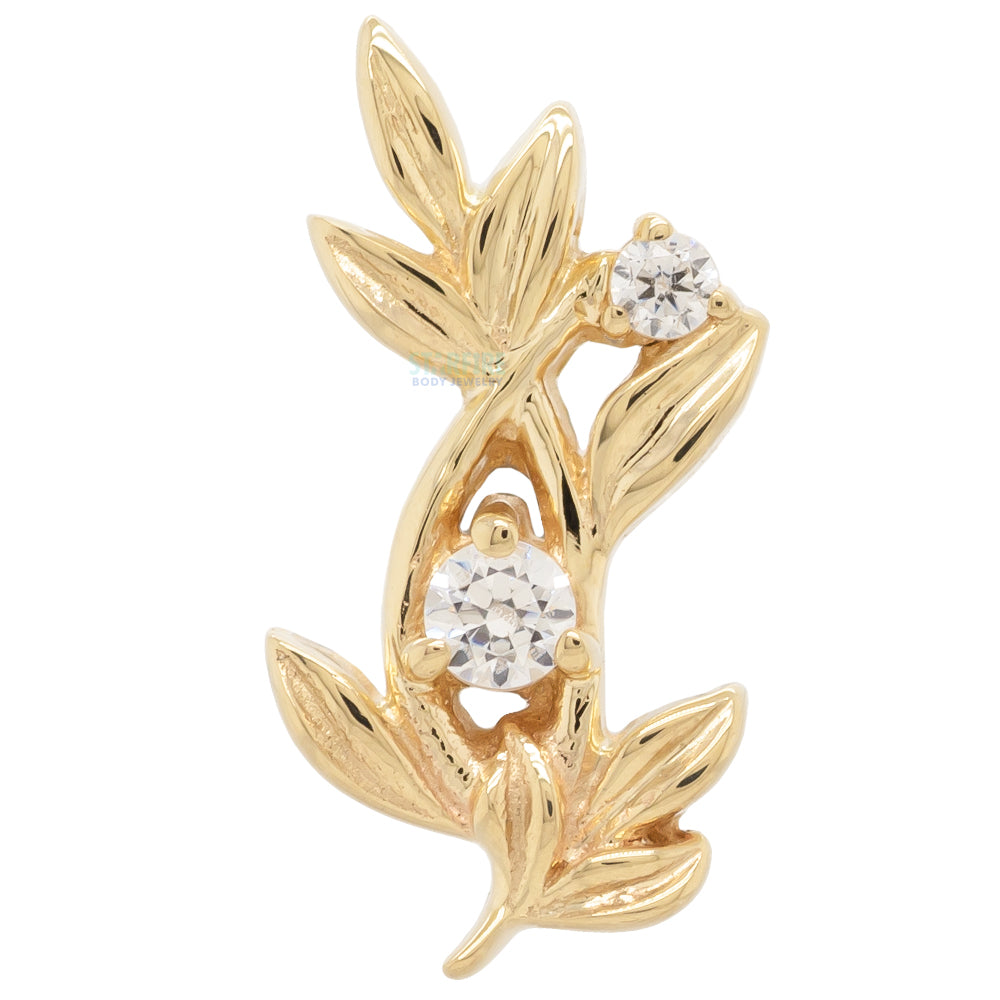 "Jessamine" Threaded End in Gold & Platinum with White CZ's